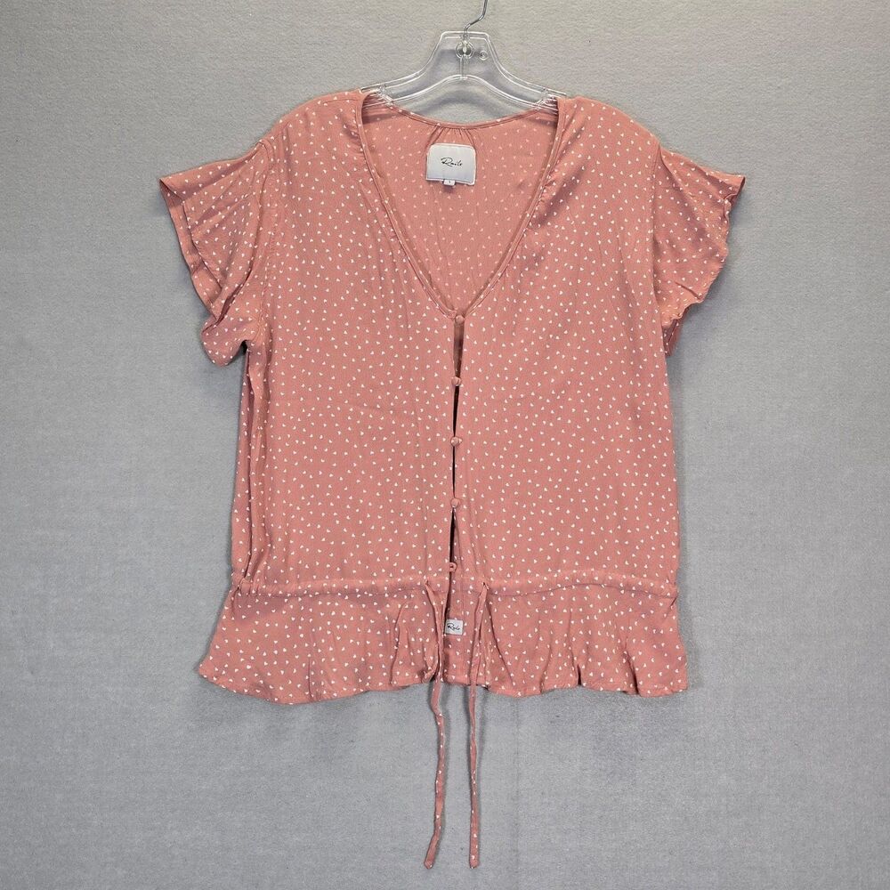 Rails Pink heart Button-Front Blouse